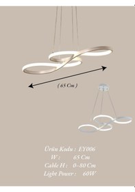 Resim Ey Shop Beyaz Yılan Model 3 Renk Kumandalı Led Avize Beyaz 