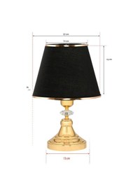 Resim Art Deco Tarz Kristal Taş Süslü Metal Ayak Ve Gold Şeritli Siyah Başlık 2'li Abajur Seti İki Adet Siyah - Altın 