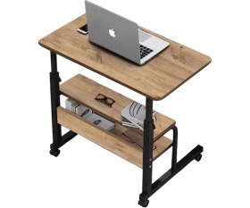Resim servetavcı Yükseklik Ayarlı ve Çift Raflı Laptop Sehpası ve Çalışma Masası - Atlantik Çam (Tekerli) 70 x 40 cm 