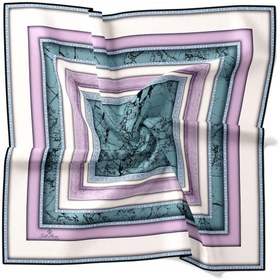 Resim Silk Home Twill Eşarp Cümbüş Desen - Turkuaz-Pudra 