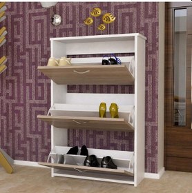 Resim Duser Kapaklı Ayakkabılık Dolabı 3 Kapaklı Ayakkabı Dolabı Beyaz 