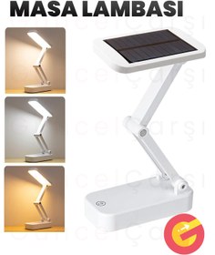 Resim GüncelÇarşı Güneş Enerjili Solar 3 Modlu Masa Lambası USB Şarjlı Katlanır Kitap Okuma Yatak Başı Okuma Lambaları 