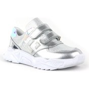 Resim Rakerplus Hakiki Deri Gümüş Renl Cırtlı Kız Çocuk Sneaker Ayakkabı 