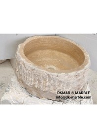 Resim DkMar Traverten Kütük Lavabo 