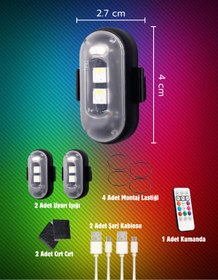 Resim Hubstein Uzaktan Kumandalı 2'li Çakar Led/Şarjlı Mini Led Işık/Drone Işığı/Anti Çarpışma Uyarı Işığı 