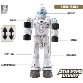 Resim welcomein Oyuncak Işıklı ve Müzikli Hareketli Atletik Sporcu Pilli Robot Şınav Çekebilen Robot 