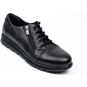 Resim Scavia 789 Fermuarlı Bağcıklı Siyah Deri Kadın Günlük Ayakkabı 