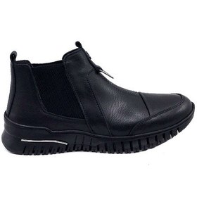 Resim Ayakkabımood 018 Kauçuk Taban Siyah Hakiki Deri Bayan Bot Siyah 