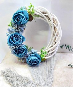 Resim Püsküllü Çelen Çiçek Süslü Erkek Bebek Odası Kapı Süsü Çok Renkli 