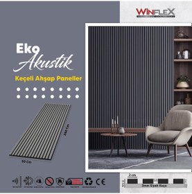 Resim Winflex Eko Keçeli Akustik Ahşap Paneli Antrasit 50x240cm . 