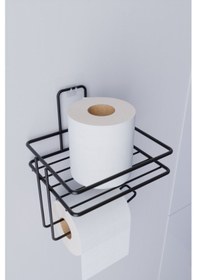 Resim Süper Yapışkanlı Tuvalet Kağıtlığı Tutacağı Askısı Mat Metal Tuvalet Kağıtlık Banyo Aksesuar Siyah 