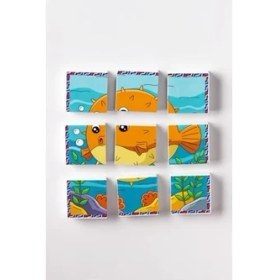 Resim Güzel Hediyem Manyetik Blok Çift Taraflı 9 Parçalı Mıknatıslı Melek Balığı - Balon Balığı Puzzle - 2 Görsel Yapboz 