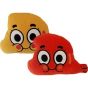 Resim TUSBA MARKET Araç Içi Nakışlı Sarı & Turuncu Hediyelik Sevimli Darwin Peluş Emoji Yastık & 17x24cm / 2'li Set 