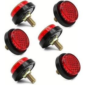 Resim Dashanshop 6 Adet Kırmızı Motorcycle Mini Plaka Reflektörü Dekoratif Vida 