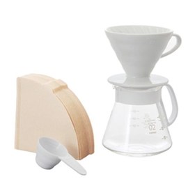 Resim Hario XVDD-3012W V60 02 Seramik Kahve Demleme Seti, Beyaz 
