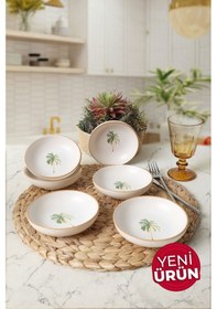 Resim Keramika Bronze Palmiye Halka Çerezlik / Sosluk 13 Cm 6 Adet 22901 Çok Renkli 