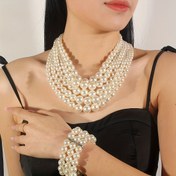 Resim 1 Çift Küpe + 1 Bilezik + 1 Kolye Boho Tarzı Takı Seti Çok Katmanlı Tasarım Küresel Boncuklardan Yapılmış Tercih Ettiğiniz Bir Renk Seçin 