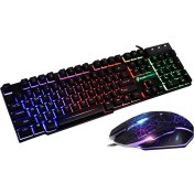 Resim Flameer T6 Gökkuşağı LED USB Kablolu Oyun Klavye ve Mouse Pad Pc Laptop Siyah Için Set (Yurt Dışından) 