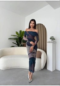 Resim Defymoda Sevilla Madonna Yaka Tül Elbise Haki 
