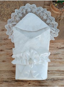 Resim Bebek Kundağı Unisex Bebek Dış Kundak Battaniyesi Hastane Çıkışı Kundak Battaniye Yenidoğan Hediye Ekru 