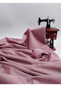 Resim Çizgili Kadife Kumaş Pembe 