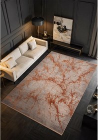 Resim Art At003t Kiremit Halı Modern Desen Triko Akrilik Viskon Boyama Yüksek Sıklık Ipek Serisi-762 Terra 