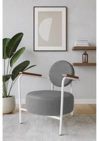 Resim Venüs Modern Berjer Soft Kumaş Metal Ayaklı Koltuk Ev & Ofis Gri Gri 