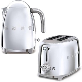 Resim Smeg Paslanmaz Çelik Kettle ve 1x2 Ekmek Kızartma Makinesi Seti 