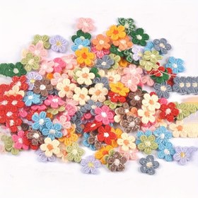Resim 50 adet Sevimli Örgü Beş Çiçekli Çiçek, 1.5 cm - DIY Saç Tokaları, Başlık ve El Sanatları için Mükemmel 