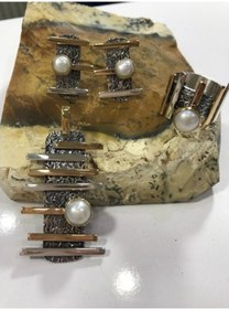 Resim İnci Taşlı Gümüş Set 925 Ayar Doğal Taş 