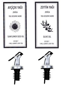 Resim teknotrust 2 Parça Kapaklı Şişe Ucu Servis Aparatı Damlalık Yağdanlık Tıpa Ve Yağdanlık Etiketi Plastik 750 - 