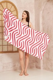 Resim Wawe Pembe Baskılı pamuklu Plaj Havlusu 