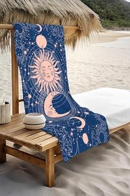 Resim Dijital Baskı Plaj Deniz Havlusu Ay ve Yıldız Desenli Peştamal HVL0149 