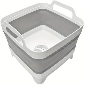Resim Dashanshop Katlanır Portatif Drenaj Tıpalı Bulaşık Leğeni Gri 1 Adet Kamp Ve Mutfak Kullanımı 