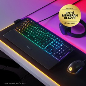 Resim Steelseries Apex 3 Gaming Klavye, 10 Bölgeli Rgb Aydınlatma, Sessiz Switch, IP32 Sıvı Dayanıklılık, Premium Manyetik Bilek Desteği, Türkçe Qwerty 