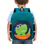 Resim Catong Dinozor Sırt Çantası 3-6 Yaş Erkek Çocuklar İçin - Hafif Anaokulu Okul Çantası, Ayarlanabilir Askılı, Sevimli Dino Baskı & "HAPPY KIDS" Tasarım, Dayanıklı Fermuarlı, Elde Yıkanabilir (Turkuaz Mavi/Turuncu), Oyun Sever Çocuk Tasarımı, Yıkanabilir Kumaş 