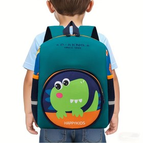 Resim Catong Dinozor Sırt Çantası 3-6 Yaş Erkek Çocuklar İçin - Hafif Anaokulu Okul Çantası, Ayarlanabilir Askılı, Sevimli Dino Baskı & "HAPPY KIDS" Tasarım, Dayanıklı Fermuarlı, Elde Yıkanabilir (Turkuaz Mavi/Turuncu), Oyun Sever Çocuk Tasarımı, Yıkanabilir Kumaş 