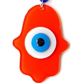 Resim Nazar Boncuklu Turuncu Fatma Ana Bereket Eli Cam Duvar Süsü 02-10mm 5yards 