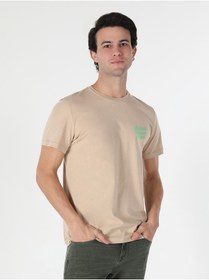Resim Colin’s Regular Fit Bisiklet Yaka Yazı Baskılı Bej Erkek Kısa Kol Tişört Cl1057612 