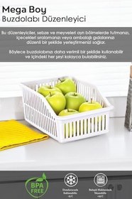 Resim Meleni Home 7 Adet Mega Boy Buzdolabı, Dolap Içi Düzenleyici Organizer, Büyük Boy Buzdolabı Düzenleyici 