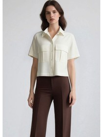 Resim DeFacto Crop Cepli Tensel Kısa Kollu Gömlek C4784AX25SPER105 