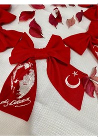 Resim Atatürk Ay Yıldız Nakış İşlemeli Toka Kırmızı 