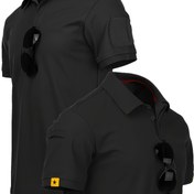 Resim Erkekler İçin Slim Fit Hızlı Kuruyan Nefes Alabilir Gömlek - Dış Mekan Sporları, Gym & Günlük Kullanım için Kırmızı Kenarlı Esnek Elastik Kısa Kollu Taktikalı Tişört - Makinede Yıkanabilir Düz Renkli, Aktif Yaşam Tarzı Giyim, Klasik Yaka Tasarım, Egzersiz Kıyafeti, Dayanıklı Yapı, Fitness Tutkunları 