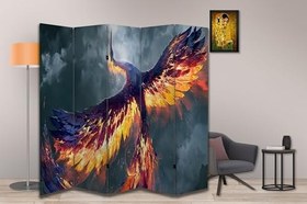 Resim Anka Kuşu Motifli Özel Tasarım Paravan Room Divider 180 x 200 cm 