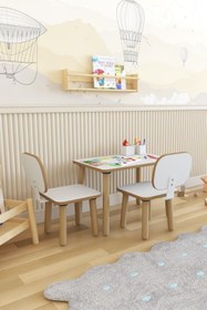 Resim POFİTTO Yaz-sil Yüzey Çocuk Masası-aktivite Masası-çocuk Çalışma Masası Takımı 2 Adet Sandalyeli 