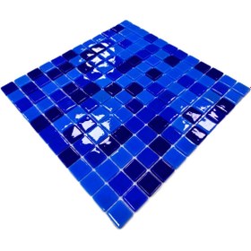 Resim MozaiKristaL Havuz ve tüm yüzeyler için 25x25mm. Mavi Mix. 31,5x31,5cm. Fileli Cam Mozaik. 