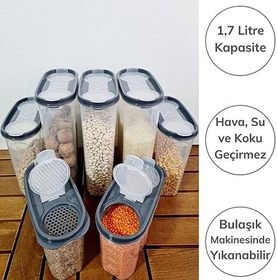 Resim 5DM-2 Kapaklı Ölçekli Erzak Kuru Gıda Saklama Kutusu Kabı - 1,7 Litre - SA935 