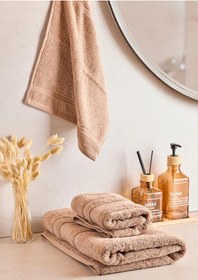 Resim Towy Beige 100% Pamuk 3'lü Banyo Havlusu Seti Bej 