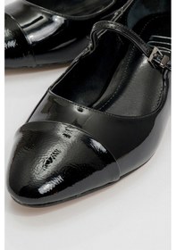 Resim Luvi Shoes Uster Siyah Rugan Kadın Kısa Topuklu Ayakkabı Siyah Rgn 