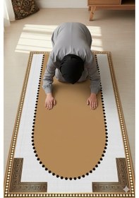 Resim Seccade Yumuşak Süngerli Diz Acıtmaz Halı Namazlık Siyah 